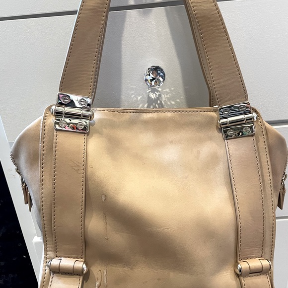 JIMMY CHOO Beige Leather Shoulder Bag Purse Gold Hardware - Picture 7 of 7